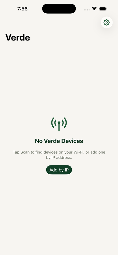 Verde home screen with weather and devices